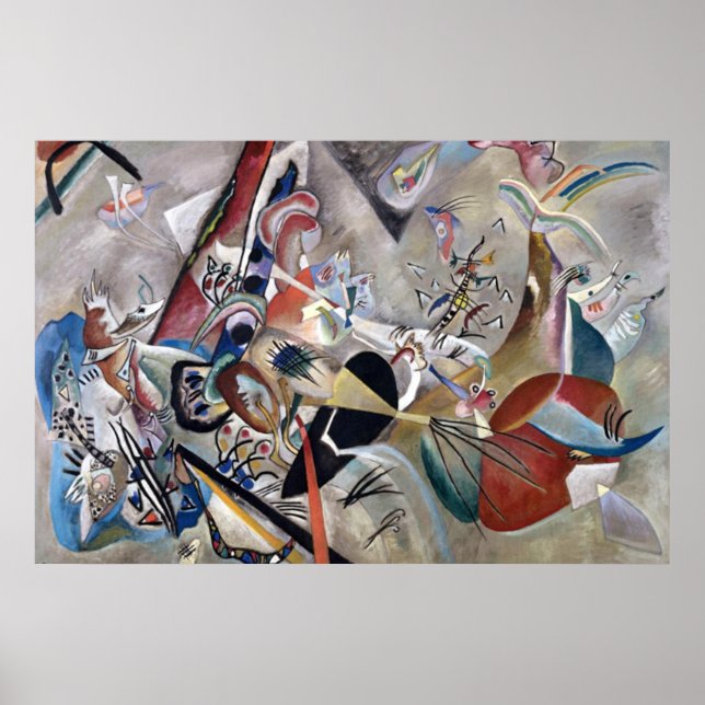 Kandinsky In Grey Abstract Artwork Poster (Front)