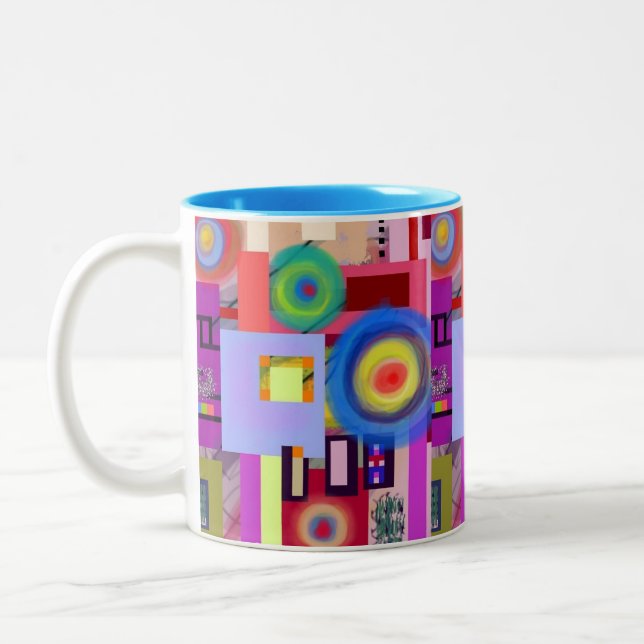 Kandinsky Inspired Digital Drawing No. 1 Two-Tone Coffee Mug (Left)