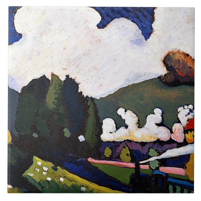 Kandinsky - Landscape near Murnau with Locomotive Ceramic Tile (Front)