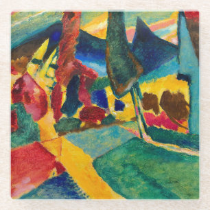 Kandinsky Landscape with Two Poplars Glass Coaster