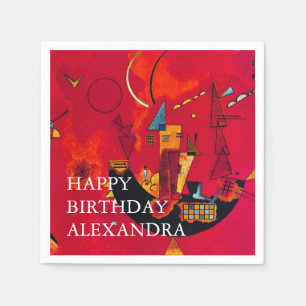 Kandinsky Mit Gegen Red Abstract Happy Birthday Napkin