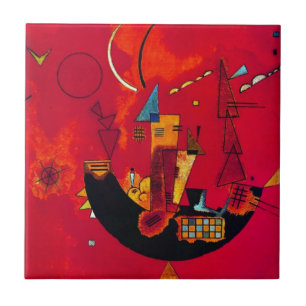 Kandinsky Mit und Gegen Red Abstract Painting Ceramic Tile