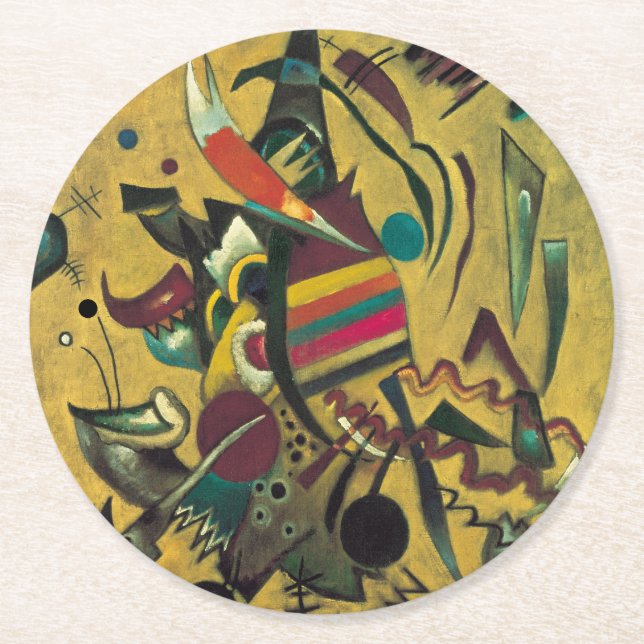 Kandinsky Modern Absract Expressionist Artwork Round Paper Coaster (Front)