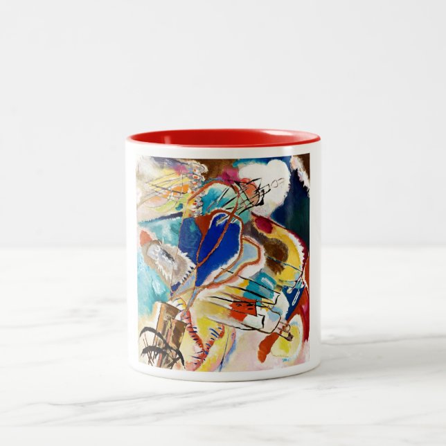 Kandinsky Modern Abstract Painting Art  Two-Tone Coffee Mug (Center)