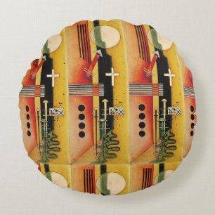 Kandinsky Modern Abstract Painting Artwork Round Cushion