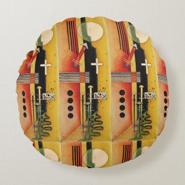 Kandinsky Modern Abstract Painting Artwork Round Cushion (Front)