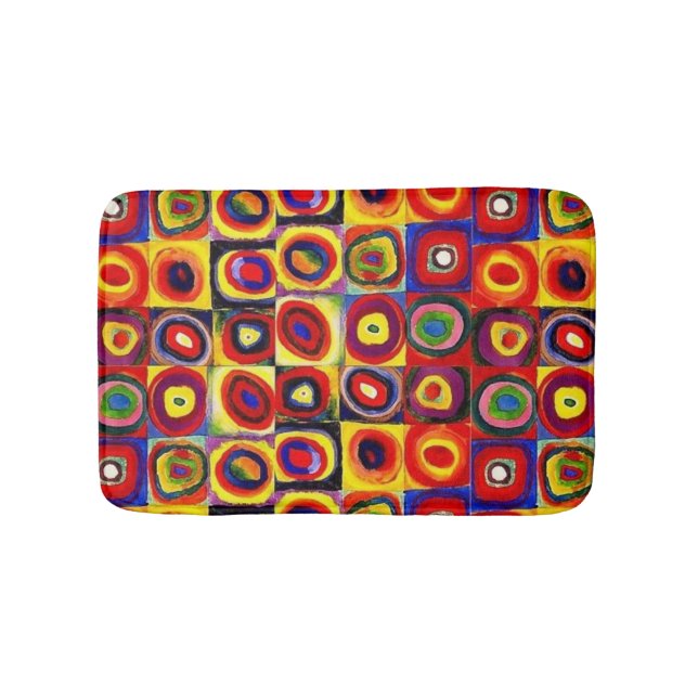 Kandinsky Modern Squares Circles Colourful Bath Mat (Front)