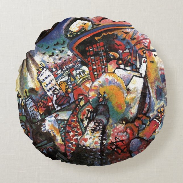 Kandinsky Moscow I Cityscape Abstract Art Round Cushion (Front)