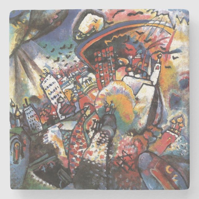 Kandinsky Moscow I Cityscape Abstract Art Stone Coaster (Front)