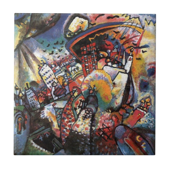 Kandinsky Moscow I Cityscape Abstract Painting Ceramic Tile (Front)