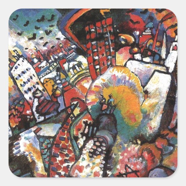 Kandinsky Moscow I Cityscape Abstract Painting Square Sticker (Front)