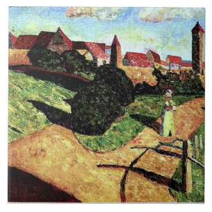 Kandinsky - Old Town II, colourful painting, Ceramic Tile
