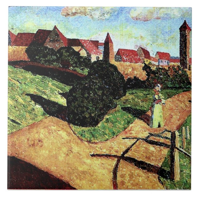 Kandinsky - Old Town II, colourful painting, Ceramic Tile (Front)