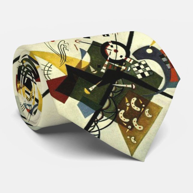 Kandinsky On White II Tie (Rolled)