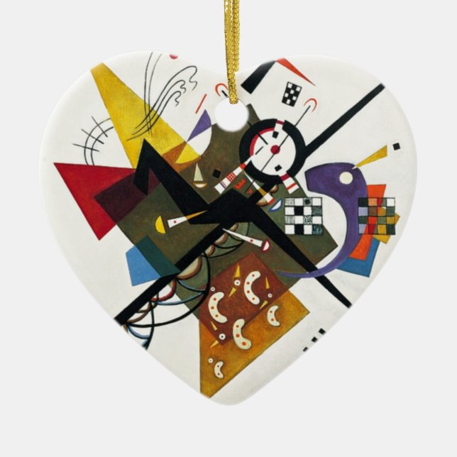 Kandinsky On White Two Abstract Painting Ceramic Ornament (Front)