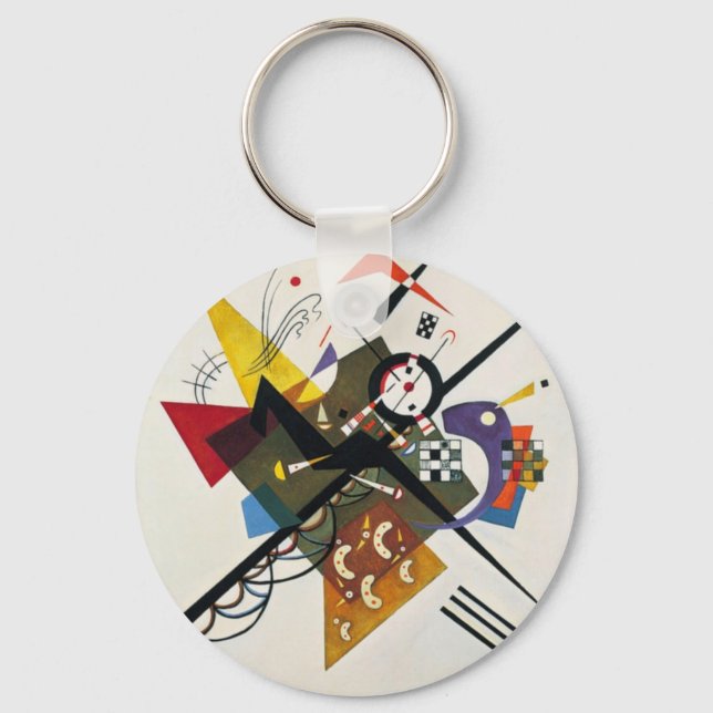 Kandinsky On White Two Abstract Painting Key Ring (Front)