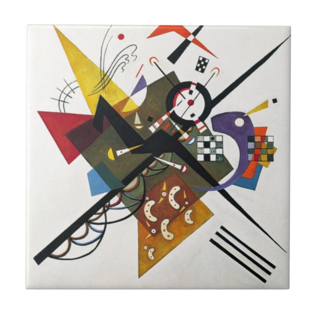 Kandinsky On White Two Abstract Painting Tile (Front)