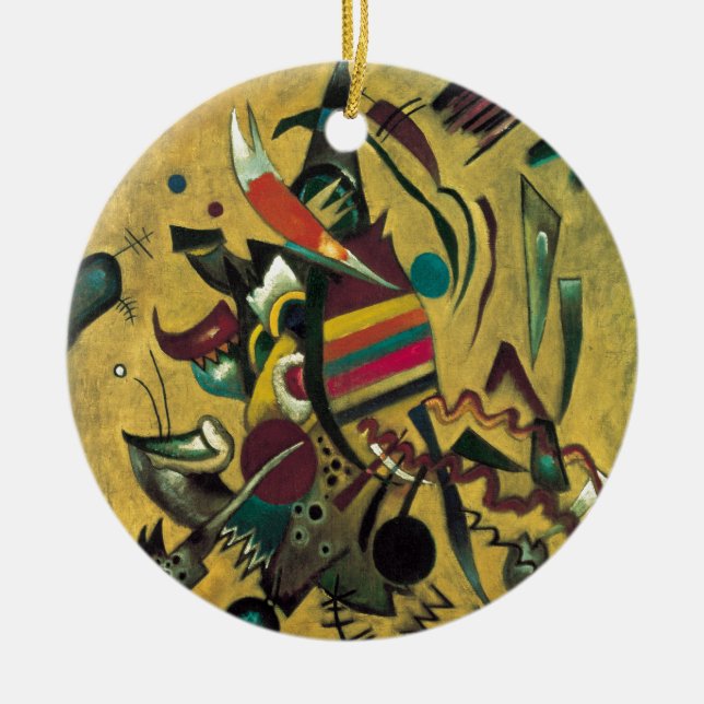 Kandinsky Points Abstract Canvas Painting Ceramic Tree Decoration (Front)