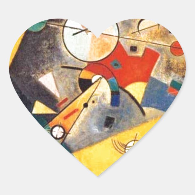 Kandinsky Quiet Harmony Abstract Art Heart Sticker (Front)