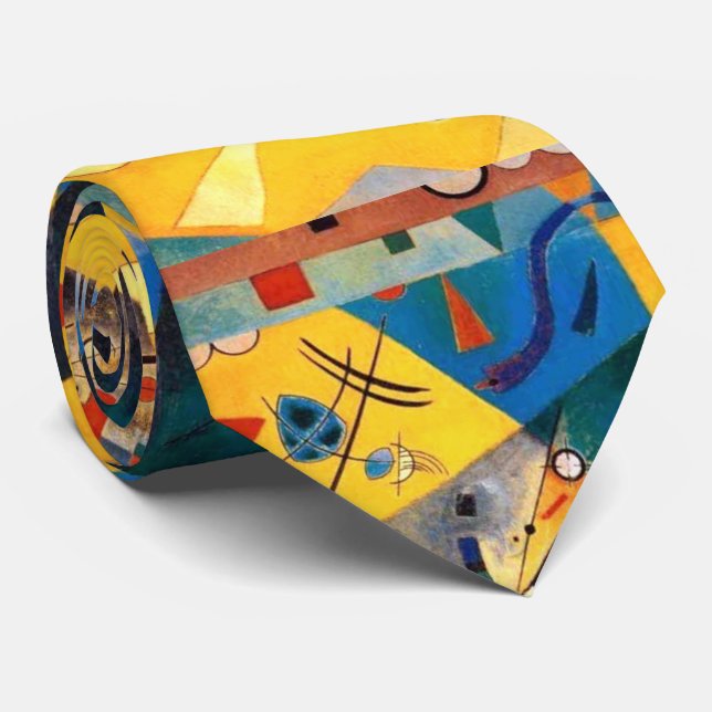 Kandinsky Quiet Harmony Yellow Abstract Art Tie (Rolled)