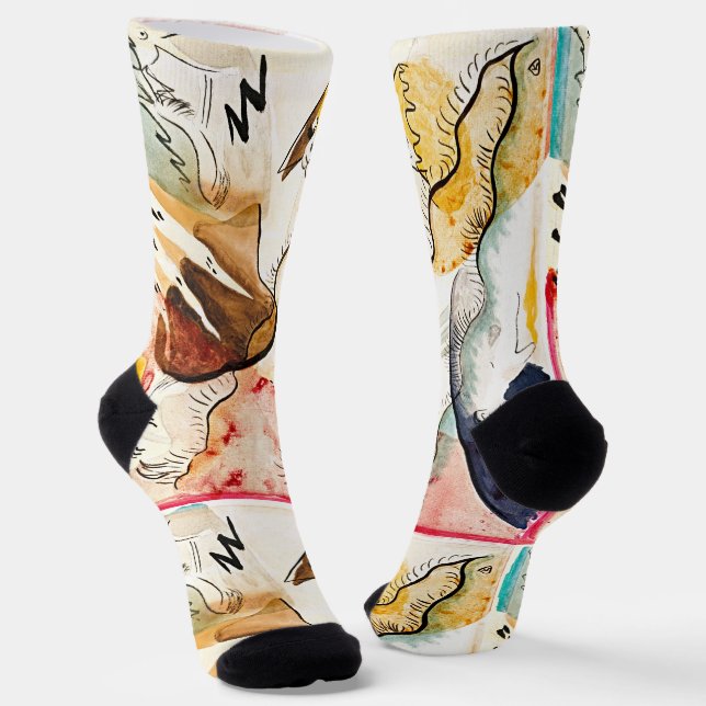 Kandinsky Rain Landscape - Fine Art Abstract Socks (Angled)