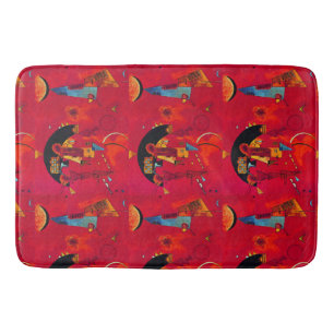Kandinsky Red Black  Abstract Art Bath Mat