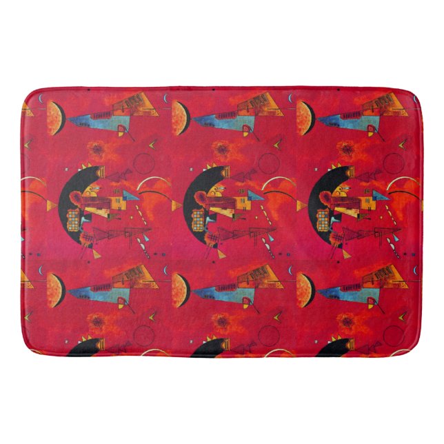 Kandinsky Red Black  Abstract Art Bath Mat (Front)