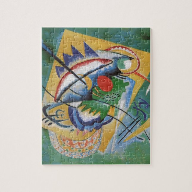 Kandinsky Red Oval Abstract Artwork Green Yellow Jigsaw Puzzle (Vertical)