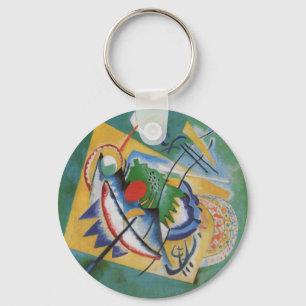Kandinsky Red Oval Abstract Artwork Green Yellow Key Ring