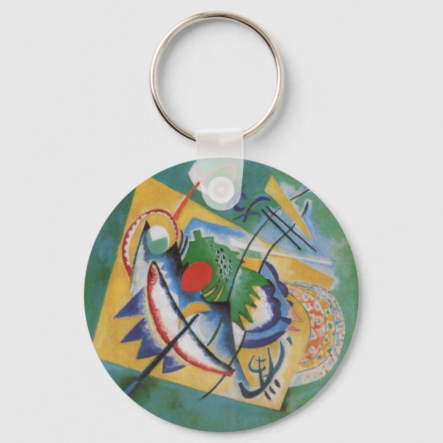 Kandinsky Red Oval Abstract Artwork Green Yellow Key Ring (Front)