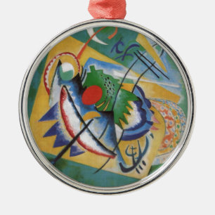 Kandinsky Red Oval Abstract Artwork Green Yellow Metal Tree Decoration