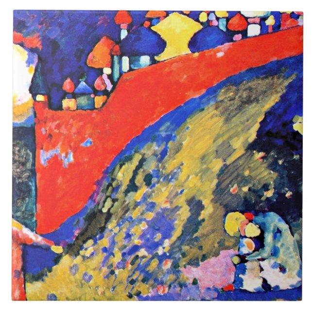 Kandinsky - Red Wall Destiny   Ceramic Tile (Front)