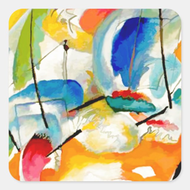 Kandinsky Sea Battle 1913 Square Sticker (Front)