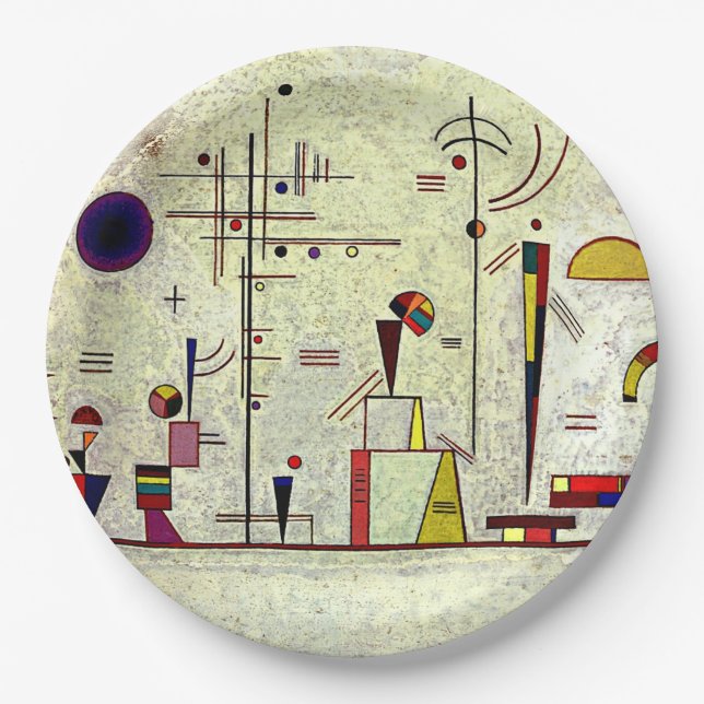 Kandinsky - Serious-Fun, abstract art,  Paper Plate (Front)