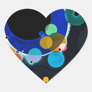 Kandinsky Several Circles Abstract Heart Sticker