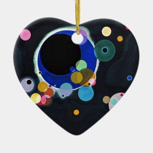 Kandinsky Several Circles Artwork Ceramic Tree Decoration (Front)
