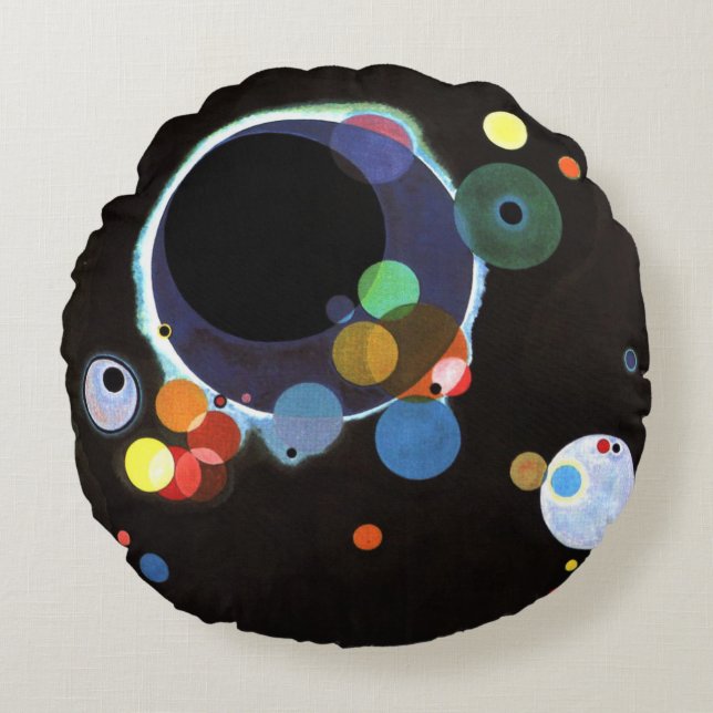 Kandinsky - Several Circles, famous abstract art Round Cushion (Front)