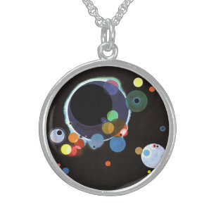 Kandinsky - Several Circles, famous painting, Sterling Silver Necklace