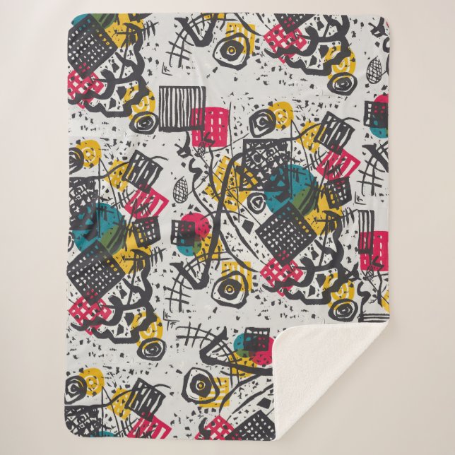Kandinsky Small Worlds V Abstract Classic Sherpa Blanket (Front)