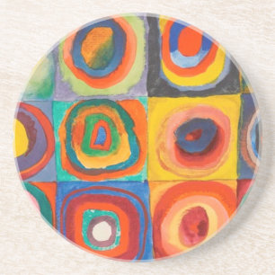 Kandinsky Squares Concentric Circles Coaster