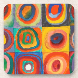 Kandinsky Squares Concentric Circles Coaster