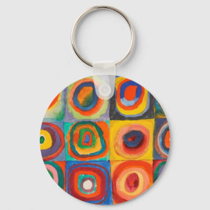 Kandinsky Squares Concentric Circles Key Ring