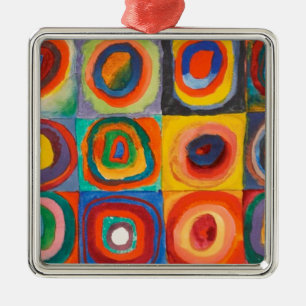 Kandinsky Squares Concentric Circles Metal Ornament