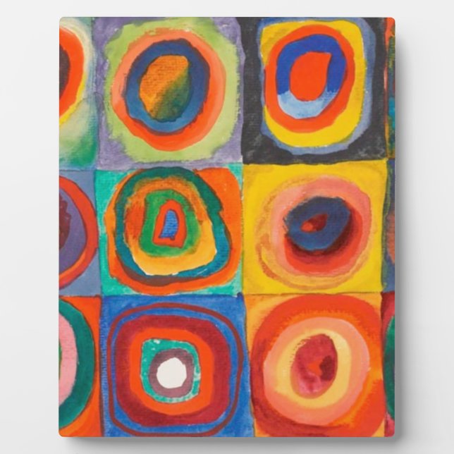 Kandinsky Squares Concentric Circles Plaque (Front)