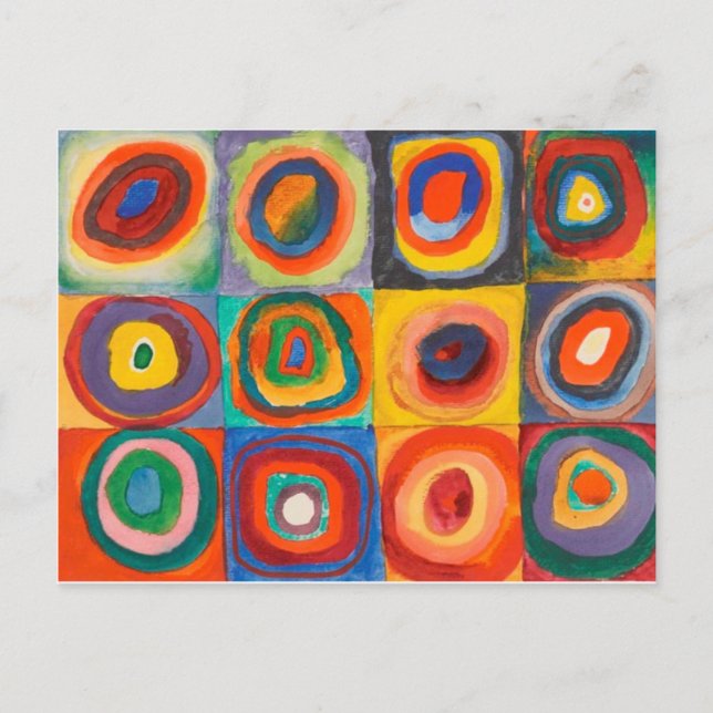 Kandinsky Squares Concentric Circles Postcard (Front)