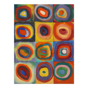 Kandinsky Squares Concentric Circles Poster