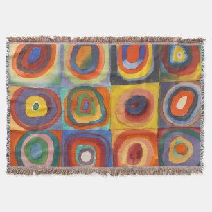 Kandinsky Squares Concentric Circles Throw Blanket