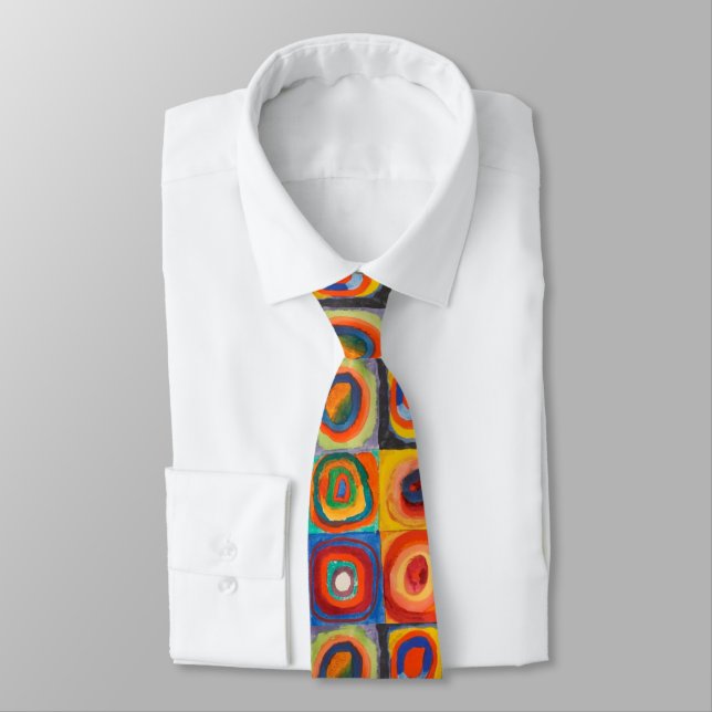 Kandinsky Squares Concentric Circles Tie (Tied)