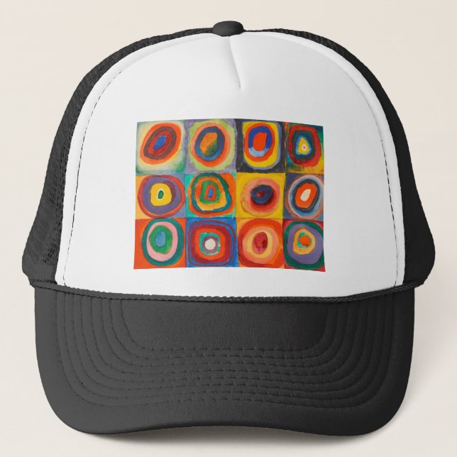 Kandinsky Squares Concentric Circles Trucker Hat (Front)