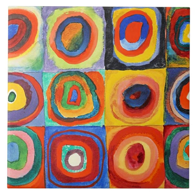 Kandinsky - Squares with Concentric Circles Ceramic Tile (Front)